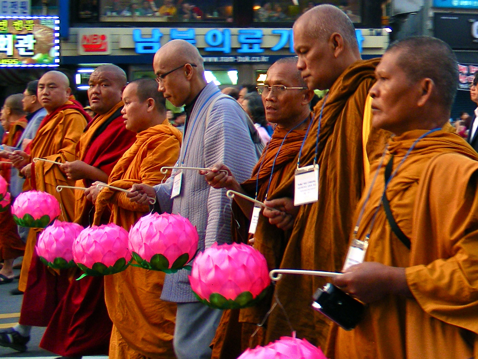 Monks Walking in the Lotus Lantern Parade in Seoul, Korea 