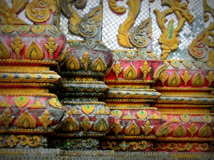 Glass mosaic temple detail in Chiang Mai.
