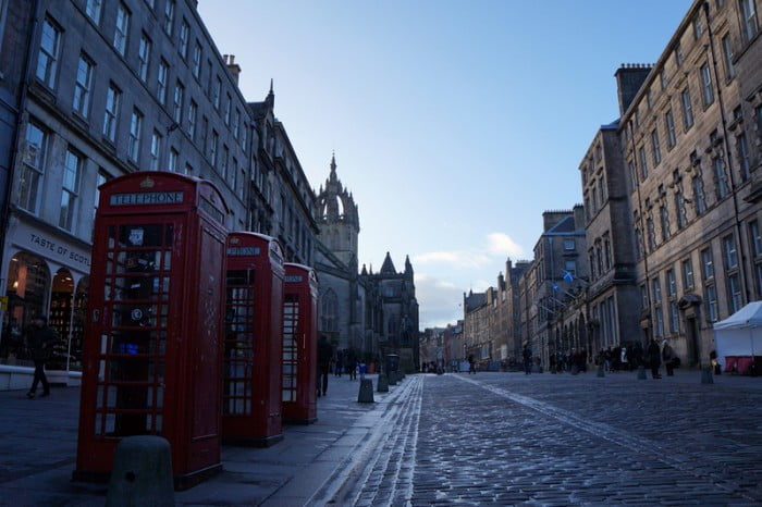 Edinburgh Royal Mile Telephone Box in Scotland 