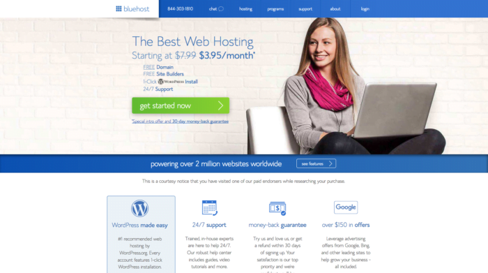 Bluehost web hosting referral page 