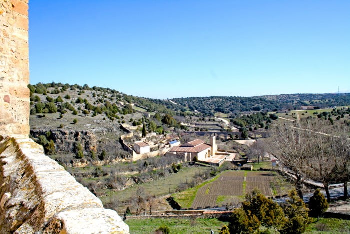 Views of Pedraza, Spain from a high vantage point of the surrounding countryside 