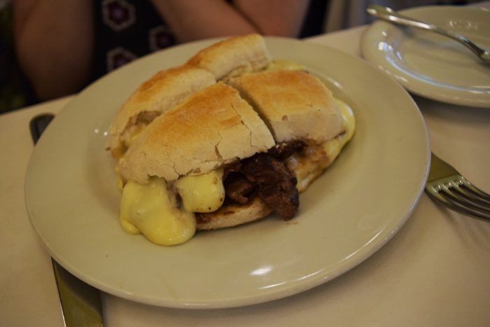 Oozing cheese sandwich in Santiago, Chile 