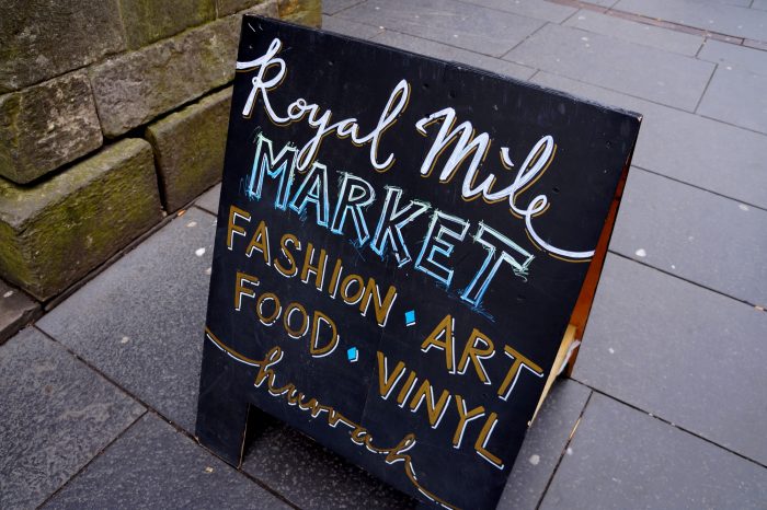 Royal Mile Market in Edinburgh, Scotland 