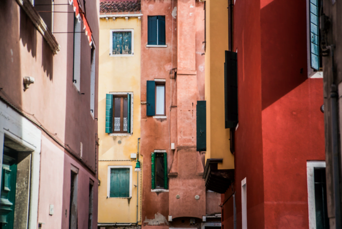 Exploring the colourful architecture of Venice, Italy