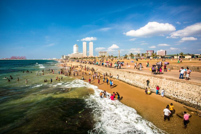 Colombo, Sri Lanka beach views with buildings in the background