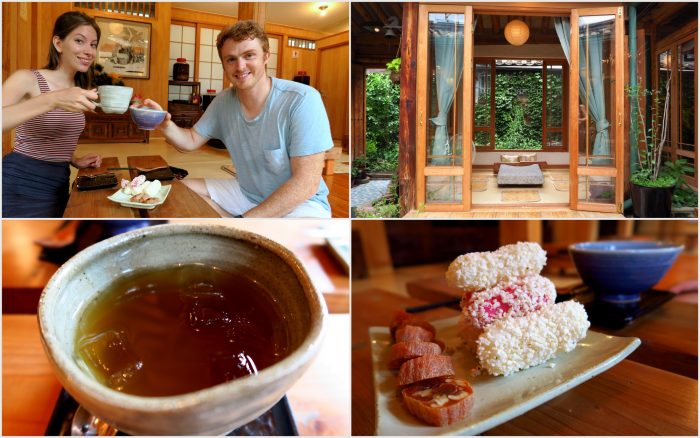 Visiting a traditional tea house in Seoul.