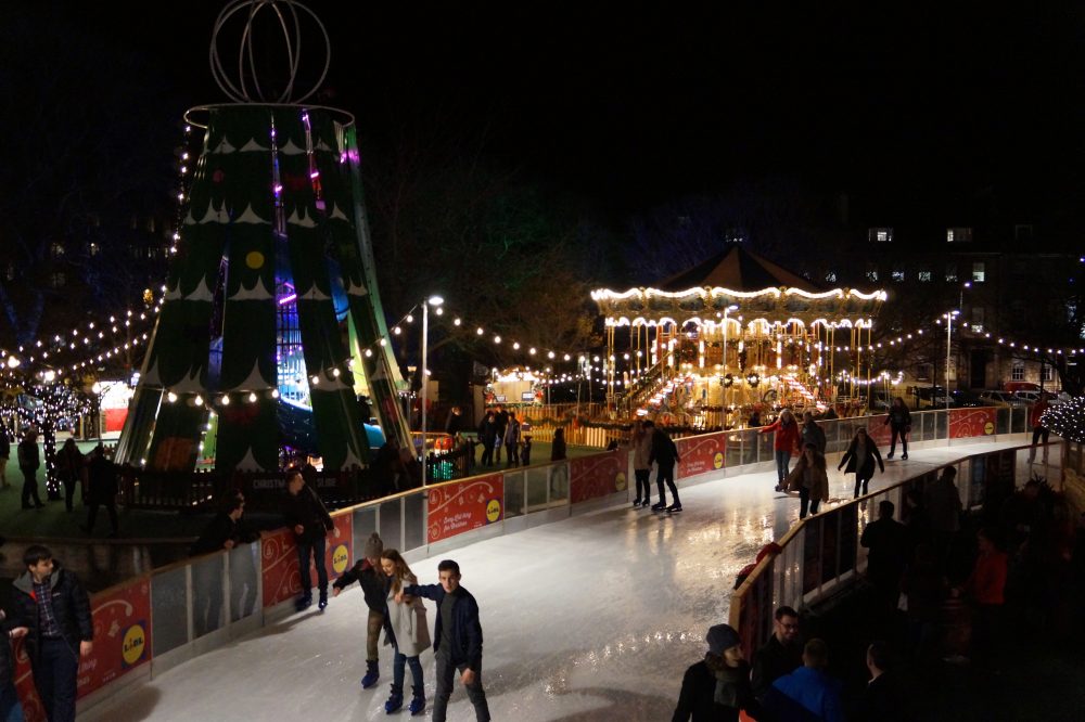 Ice Skating in St Andrew Square in Edinburgh, Scotland Ice Skating in St Andrew Square in Edinburgh, Scotland