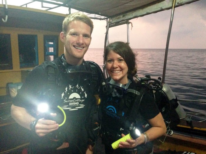 Katie of Two Wandering Soles scuba diving in Koh Tao, Thailand