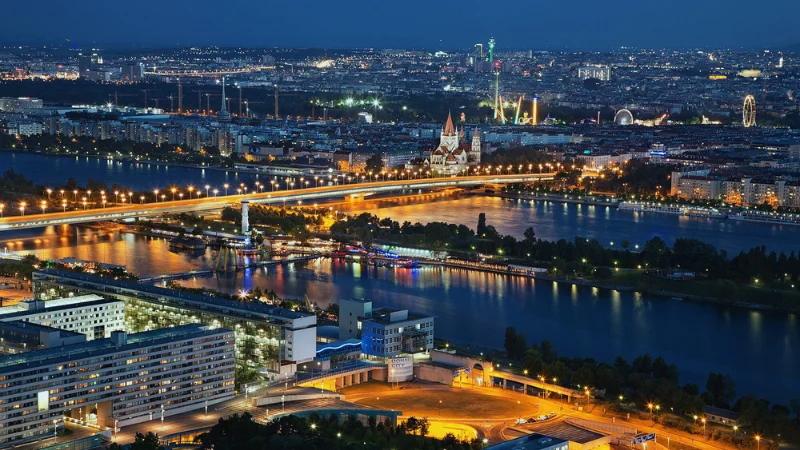 Views of the Danube at night