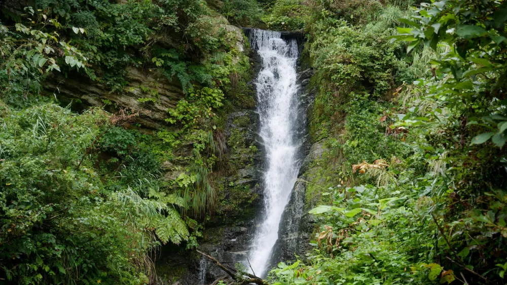 Fudo Falls in Yuzawa are surrounded by beautiful nature and greenery 