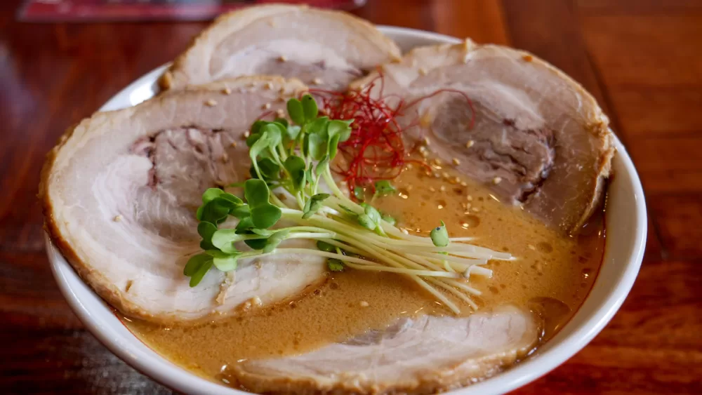 Chashao ramen with slices of slow-braised pork