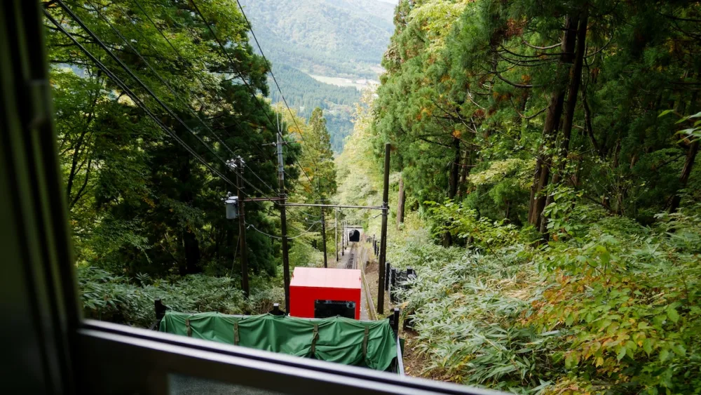 Forest views while riding the Tateyama Cable Car 