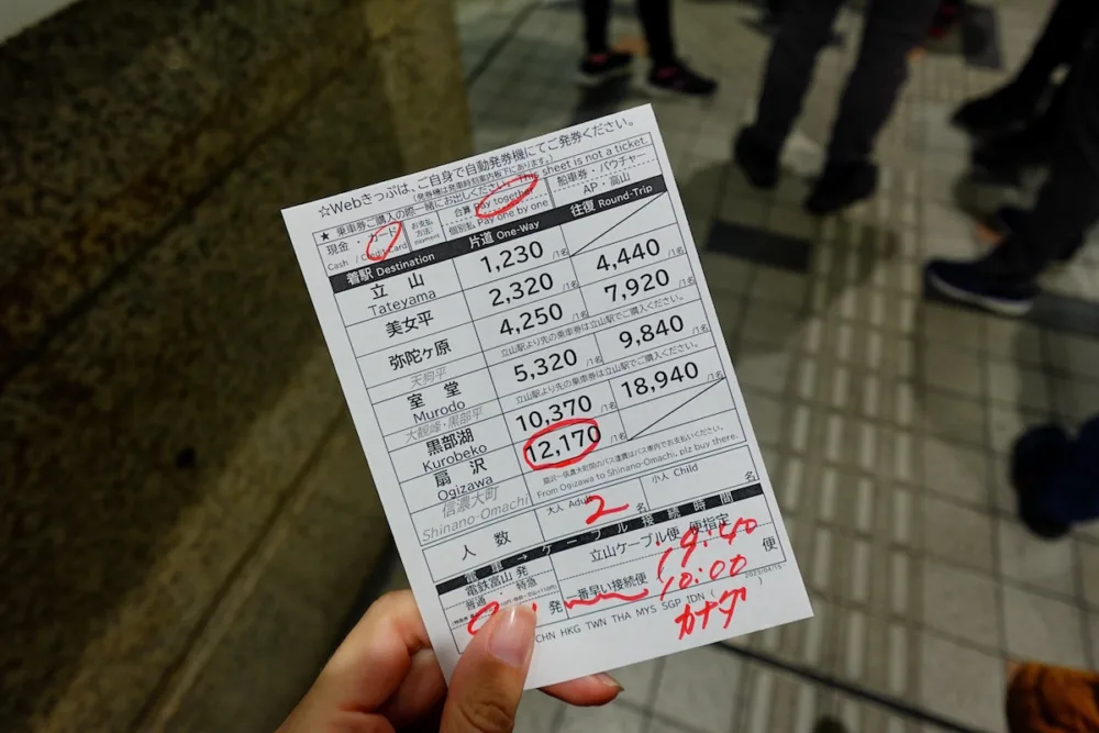 Buying tickets for the Tateyama Kurobe Alpine Route Crossing 