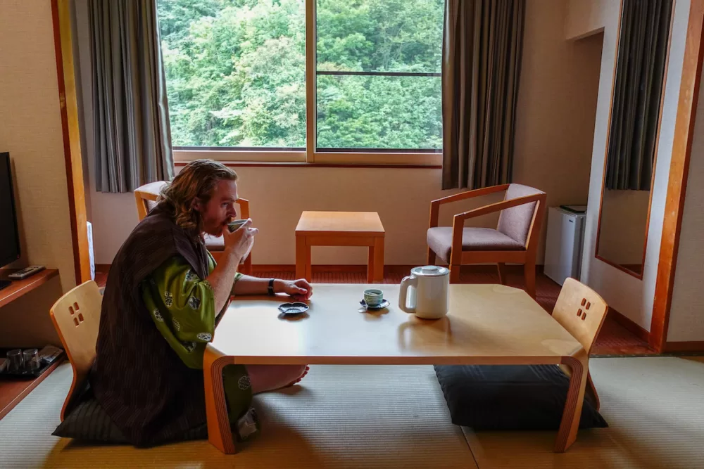 Traditional Japanese rooms at ryokan hotel