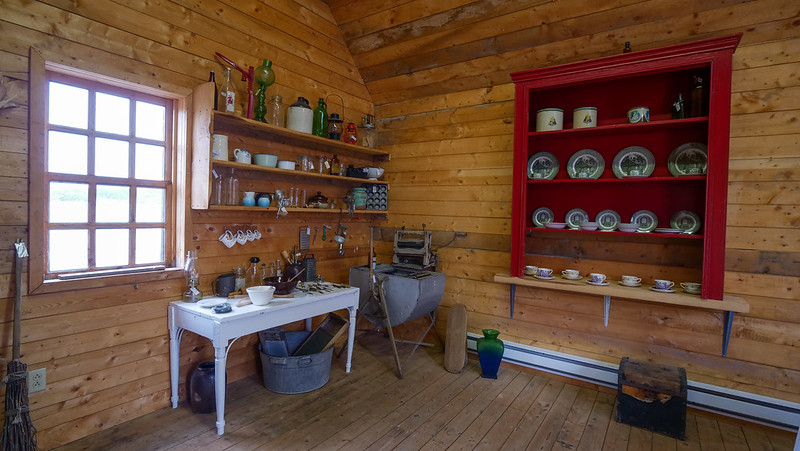 A recreation of a traditional Cape Breton Island kitchen from the 1800s with all of the rustic items on display in Nova Scotia 