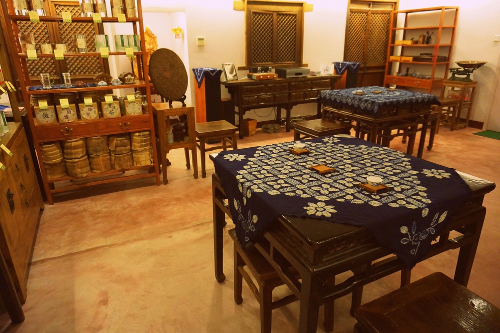A traditional tea house in Hong Kong with the table all set and ready to serve tea to guests 
