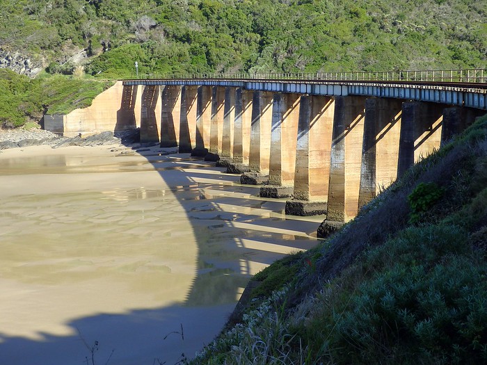 Abandoned train bridge between Wilderness and Victoria Bay in South Africa