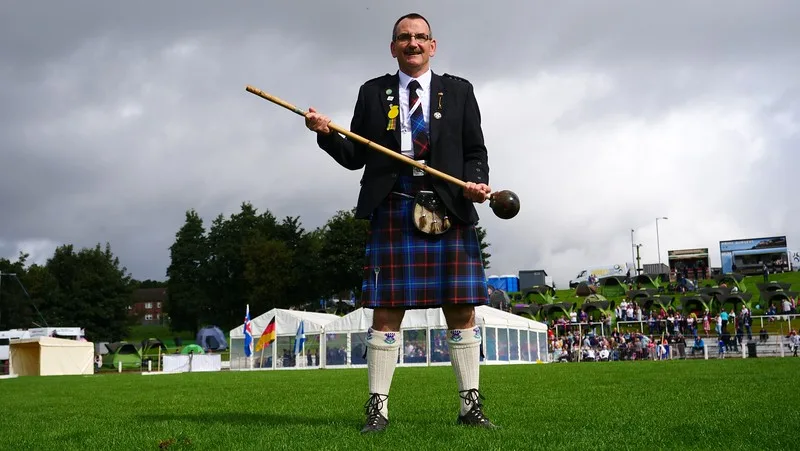 Alan Pettigrew at the Cowal Games as a stalwart promoting the games as the best athletics competition in the world