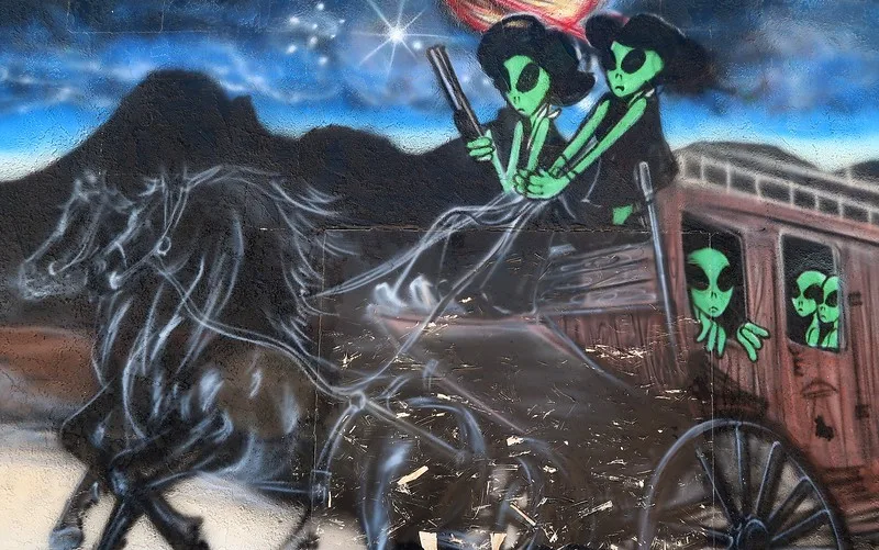 Alien mural at ET Fresh Jerky on our road trip in Nevada