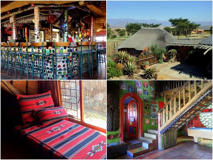 Amphitheatre Backpackers with its quirky interior design is where we stayed in Drakensberg, South Africa on our backpacking adventure 