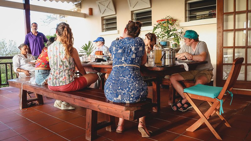Antigua cooking class with Nicole's Table everybody at the table eager to begin Antigua cooking class with Nicole's Table everybody at the table eager to begin