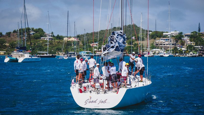 Antigua Sailing Week with full crew on board the boat Antigua Sailing Week with full crew on board the boat