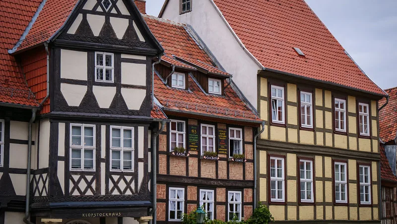 Architectural details of half-timbered buildings up close in Quedlinburg Architectural details of half-timbered buildings up close in Quedlinburg
