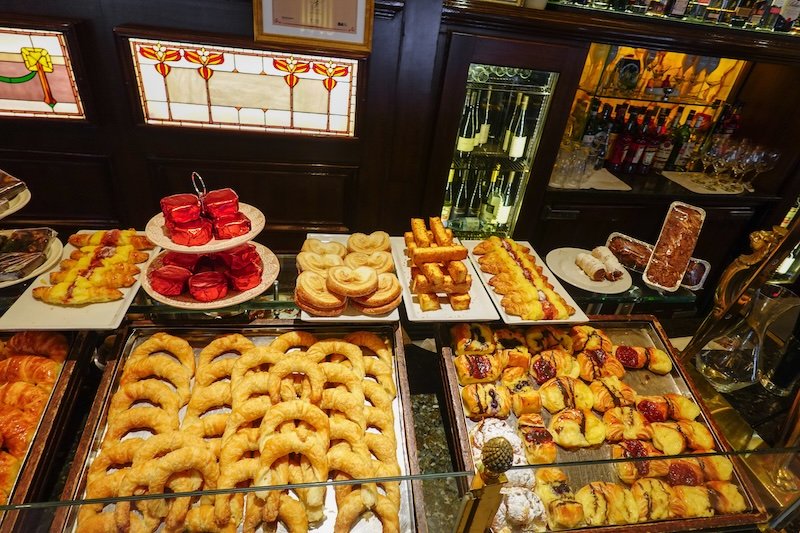 Argentine sweets and baked goods, facturas, alfajores, medialunas and more at Petit Colon cafe in Buenos Aires, Argentina 