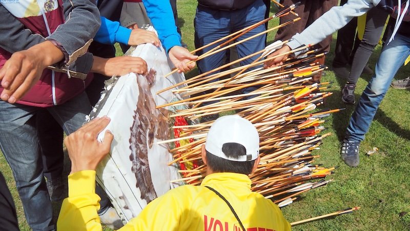 Arrows hitting the target at the Kyrgyzstan World Nomad Games 