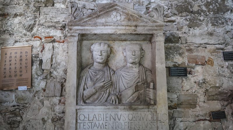 Artifacts inside the Temple of Augustus in Pula