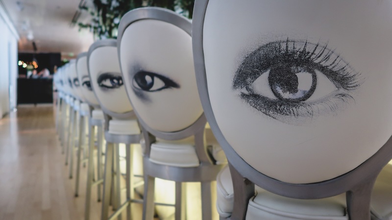 Artistic chairs with eyes and lashes in London, England Artistic chairs with eyes and lashes in London, England