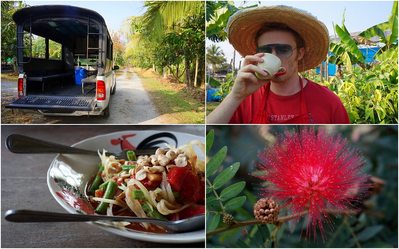 At the Thai Farm Cooking School in Chiang Mai, Thailand enjoying the experience thoroughly as a cultural experience worth remembering