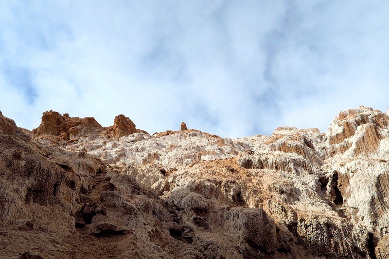 Dramatic salt-encrusted rock formations inside the Valley of the Moon caves in Chile’s Atacama Desert
