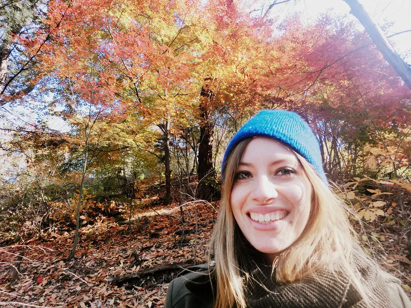 Audrey Berger aka That Backpacker at Namsan with a big smile while living in Seoul, South Korea 