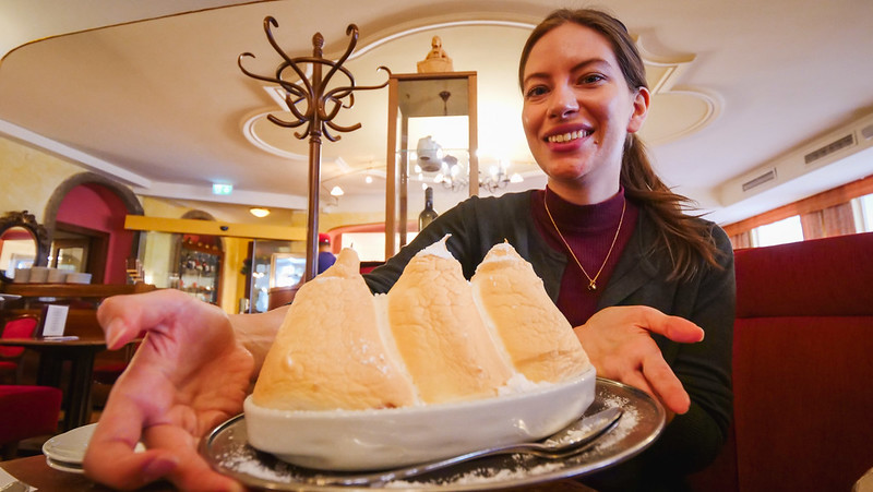 Audrey Bergner That Backpacker trying Salzburg's famous dessert, the Salzburger Nockerl.