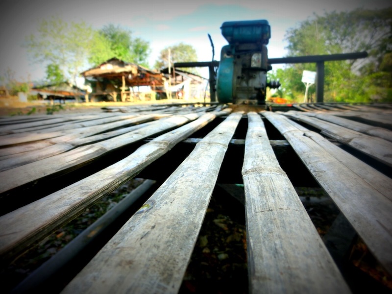Bamboo train in Battambang, Cambodia is flimsy, old and not very safe but is adventurous 