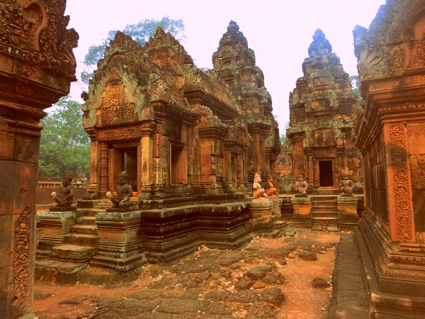 Banteay Srei on a quiet morning without visitors in Cambodia