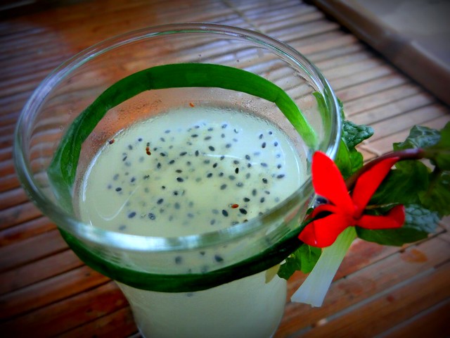 Basil seeds and ginger drink at Waterwheel Restaurants in Tra Que is as healthy and refreshing as it sounds and a must try beverage in VIetnam