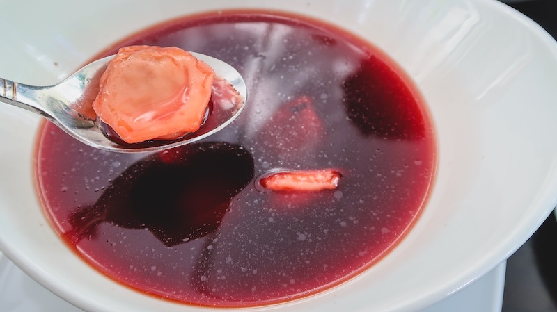 Beetroot soup for lunch in Sopot, Poland 
