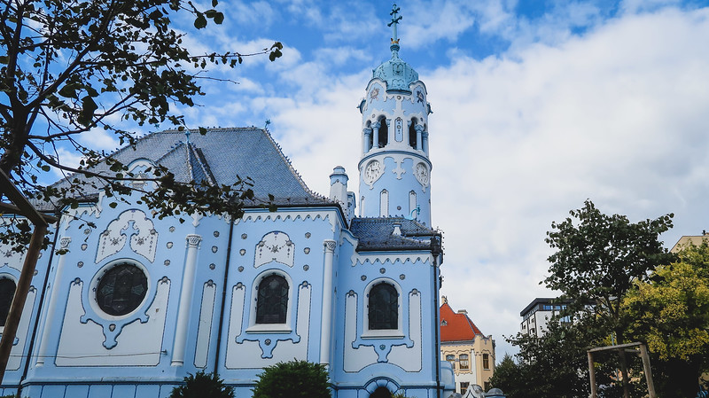 Blue Church in Bratislava with its unique blue and white colors and design in Slovakia Blue Church in Bratislava with its unique blue and white colors and design in Slovakia