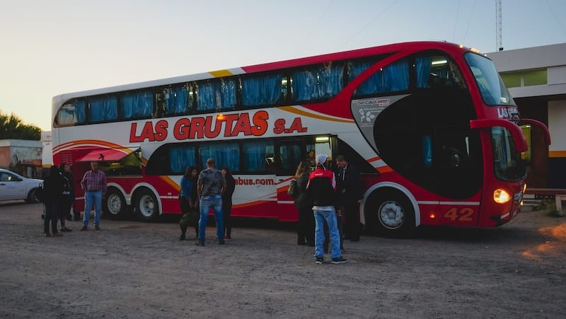 Boarding the overnight bus in Las Grutas, Argentina for an epic journey in South America 