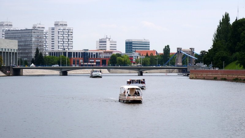 Boats are a popular transportation option in Wroclaw, Poland 