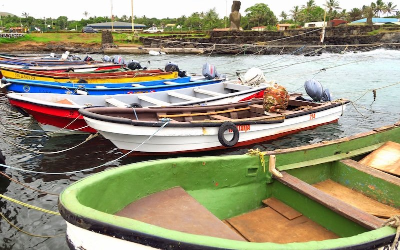 Boats on the dock on Easter Island Rapa Nui, Chile 