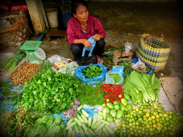 Buy fresh ingredients for our cooking class in Battambang, Cambodia from local venders selling fruits, vegetables, spices and more 