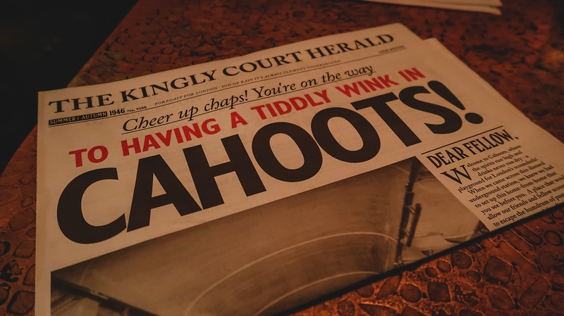 Cahoots newspaper also called the Kingly Court Herald to having a tiddly wink in 