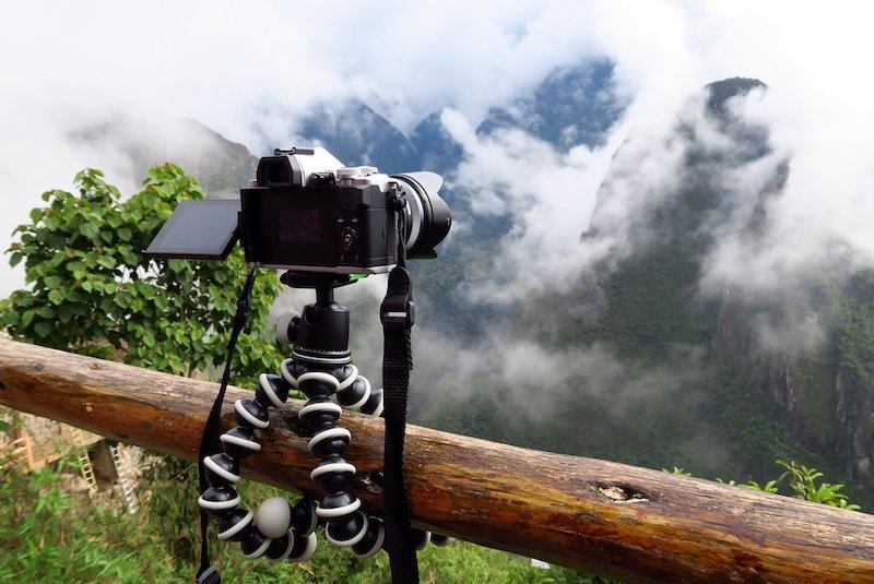 Camera gear and tripod used to capture the moment whilst visiting Machu Picchu, Peru 