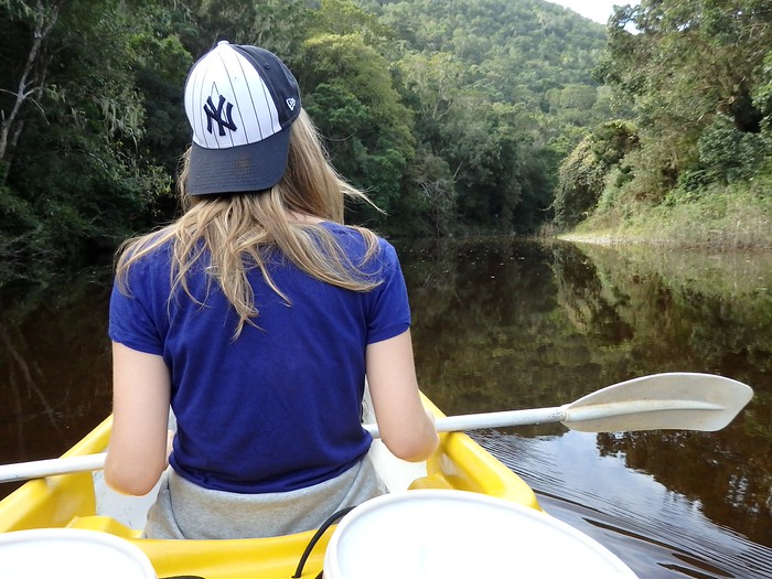 Canoeing in Wilderness, South Africa as part of our adventure travels with That Backpacker Audrey Bergner taking it all in