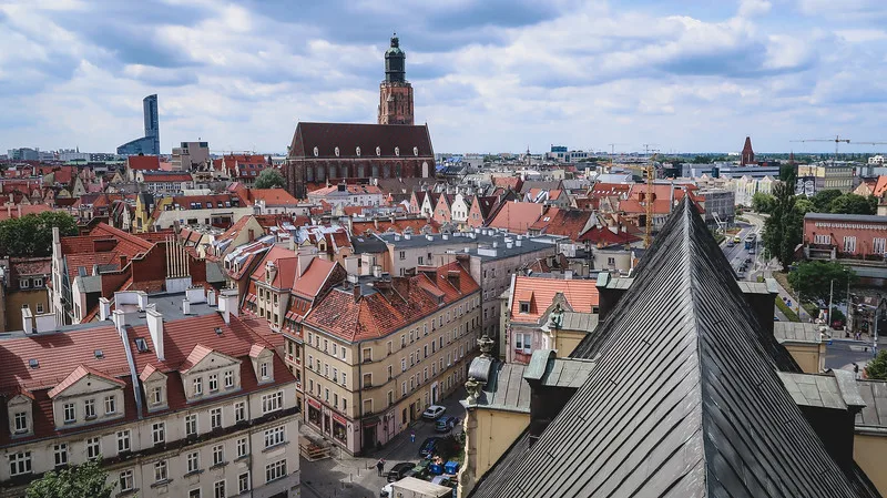 City views over Wroclaw from a high and distinct vantage point showcasing unique rooftop views City views over Wroclaw from a high and distinct vantage point showcasing unique rooftop views