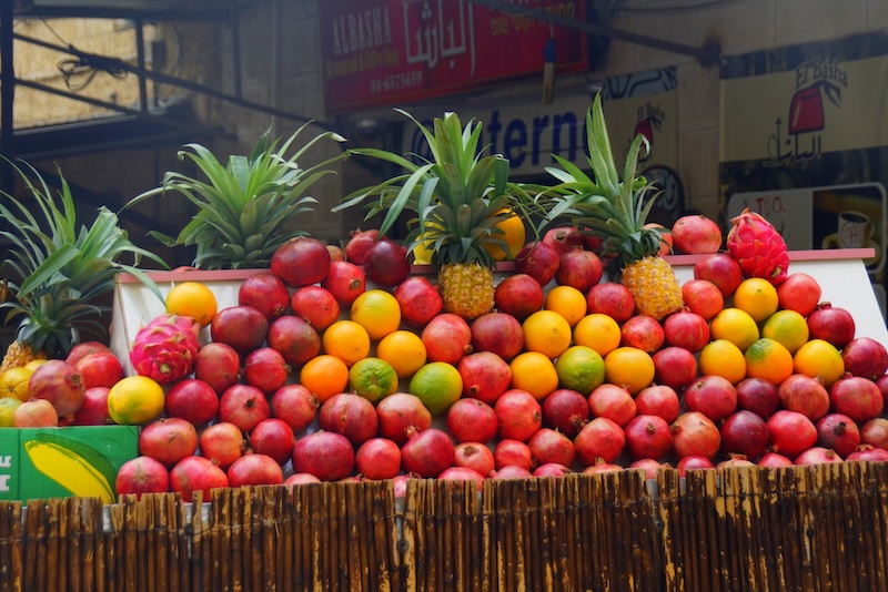 Colorful fruits on display in Nazareth, Israel as a local experience wandering the streets Colorful fruits on display in Nazareth, Israel as a local experience wandering the streets