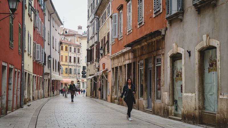 Colourful buildings and shutters in Rovinj are a typical viewpoint as you wander the streets taking it all in 